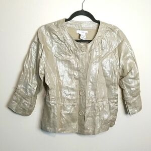 Lucy & Laurel women's shimmery 3/4 sleeve button short coat size Large EUC